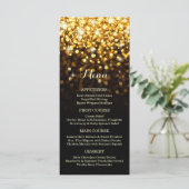 Goud Zwart Hollywood Glitz Glam Bruiloft Menu (Staand voorkant)