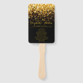 Goud Zwart Hollywood Glitz Glam Bruiloft Programma Handwaaier (Voorkant)