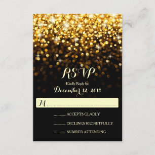 Goud Zwart Hollywood Glitz Glam Bruiloft RSVP