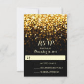 Goud Zwart Hollywood Glitz Glam Bruiloft RSVP (Voorkant)