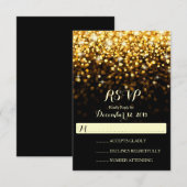 Goud Zwart Hollywood Glitz Glam Bruiloft RSVP (Voorkant / Achterkant)