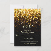 Goud Zwart Hollywood Glitz Glam Bruiloft RSVP (Voorkant)