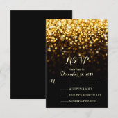 Goud Zwart Hollywood Glitz Glam Bruiloft RSVP Kaartje (Voorkant / Achterkant)