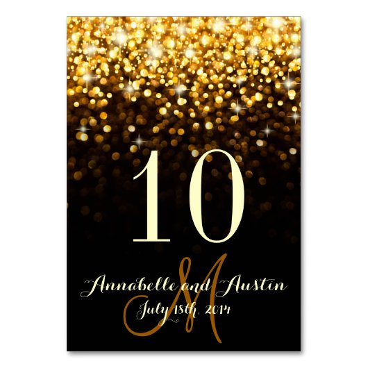 Goud Zwart Hollywood Glitz Glam Bruiloft Tafel Kaa Kaart (Achterkant)