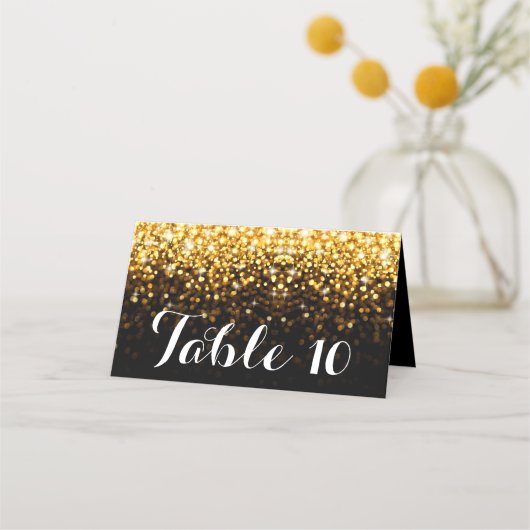 Goud Zwart Hollywood Glitz Glam Bruiloft Tafel Kaa Plaatskaartje (Voorkant)
