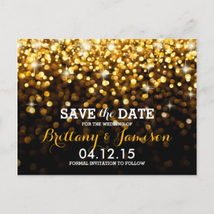Goud Zwart Hollywood Glitz Glam Save the Date Aankondigingskaart