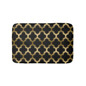 Goud & Zwart Ikat Quatrefoil geometrisch patroon Badmat (Voorkant)