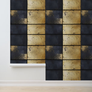 Goud Zwart Industrieel Patroon Behang