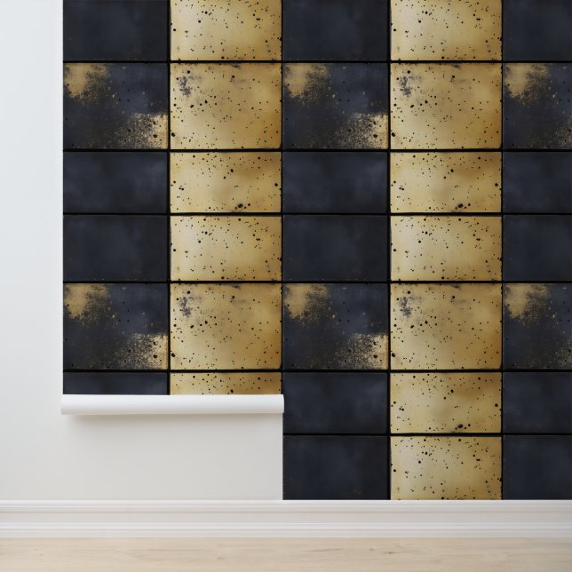 Goud Zwart Industrieel Patroon Behang (Applicatie)