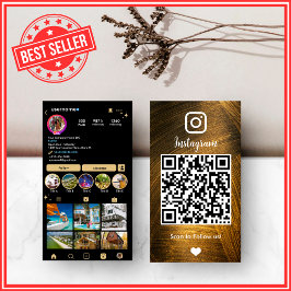 Goud & Zwart Instagram LUXE Metaal QR Code Visitekaartje