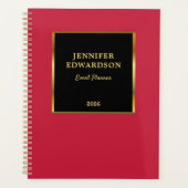 Goud zwart kardinaal rood professioneel zakelijk planner (Voorkant)
