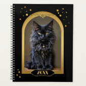 Goud Zwart Kat Art Deco Planner (Voorkant)