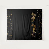 Goud Zwart Kerst Feest Foto Achtergrond Wandkleed (Voorkant (horizontaal))