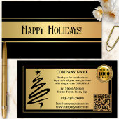 Goud Zwart Kerst Feestdagen Dank u Visitekaartje