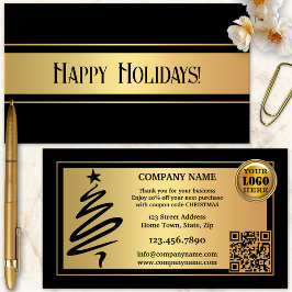 Goud Zwart Kerst Feestdagen Dank u Visitekaartje