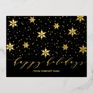Goud & Zwart Kerst Holiday Folie Postkaart Feestdagen Briefkaart