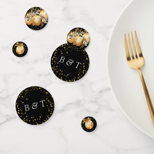 Goud Zwart Kerst Huwelijk Confetti (Groep)