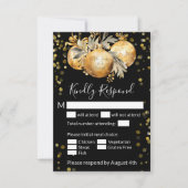 Goud Zwart Kerst Huwelijk RSVP Kaartje (Voorkant)