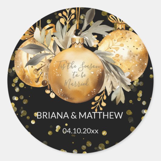Goud Zwart Kerst Huwelijk Zegel (Voorkant)