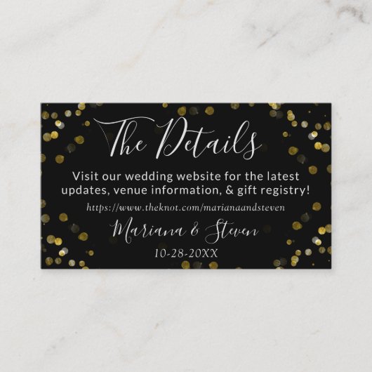 Goud Zwart Kerst Huwelijkswebsite Informatiekaartje (Voorkant)