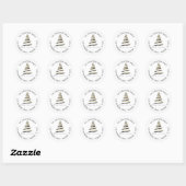 Goud Zwart Kerstboom Retournaam Adres Ronde Sticker (Vel)