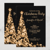 Goud & Zwart Kerstboom Vakantie Feest Kaart (Voorkant / Achterkant)