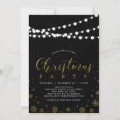 Goud & Zwart | Kerstfeest Verlichting Kaart (Voorkant)