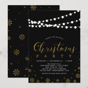 Goud & Zwart   Kerstfeest Verlichting Kaart