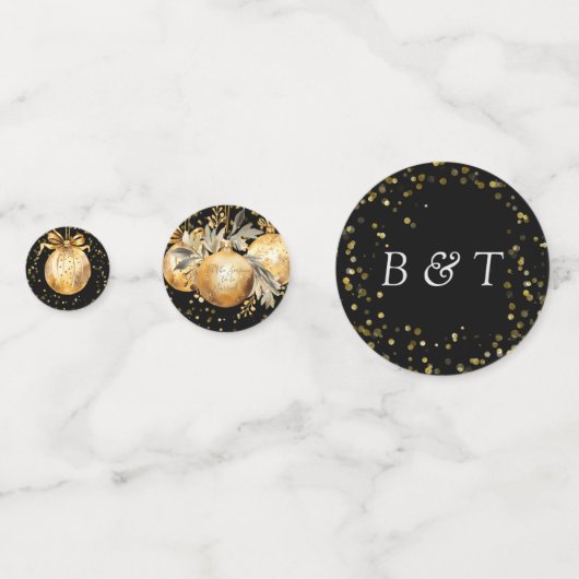 Goud Zwart Kerstmis Bruiloft Confetti (Achterkanten)