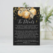 Goud Zwart Kerstmis Bruiloft Details Informatiekaartje (Staand voorkant)
