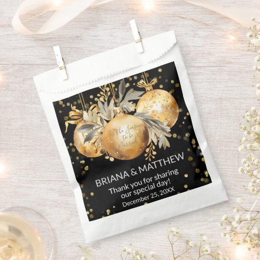 Goud Zwart Kerstmis Bruiloft Favor Bag Bedankzakje (Geknipt)