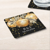 Goud Zwart Kerstmis Bruiloft Kartonnen Onderzetters (Schuin)