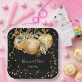 Goud Zwart Kerstmis Bruiloft Papieren Bordje (Feest)