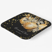 Goud Zwart Kerstmis Bruiloft Papieren Bordje (Gebogen)