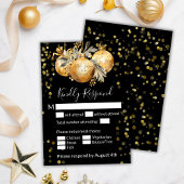 Goud Zwart Kerstmis Bruiloft RSVP Kaartje