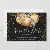Goud Zwart Kerstmis Bruiloft Save the Date Kaart (Voorkant)