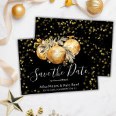 Goud Zwart Kerstmis Bruiloft Save the Date Kaart