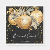 Goud Zwart Kerstmis Bruiloft Servet (Voorkant)