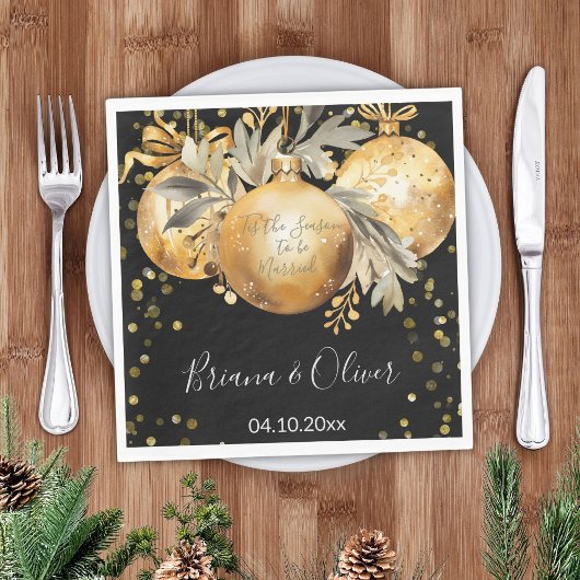 Goud Zwart Kerstmis Bruiloft Servet