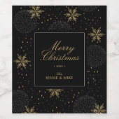 Goud & Zwart Kerstmis Kerstfeest Cadeau Wijn Etiket (Enkel label)