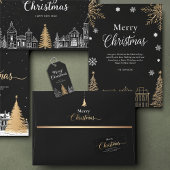 Goud & Zwart Kerstmis Retouradreslabel Etiket