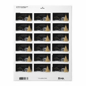 Goud & Zwart Kerstmis Retouradreslabel Etiket (Full Sheet)