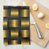 Goud Zwart Keukenhanddoek Gouden rooster (Quarter Fold)