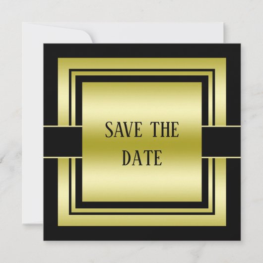 Goud & Zwart Klasse Mannen Save The Date (Voorkant)