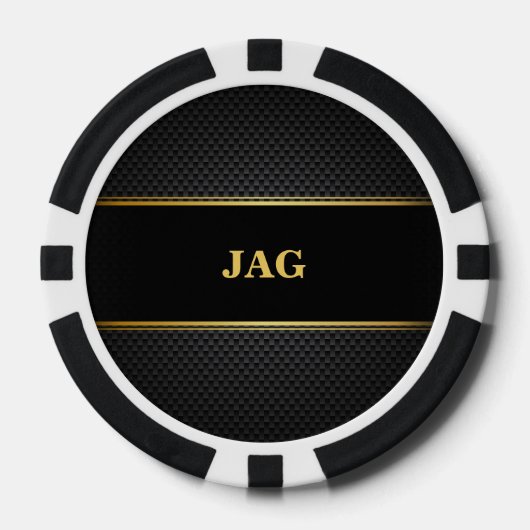 Goud Zwart Klassiek Monogram Geschenk voor Bruidsj Poker Chips (Voorkant)