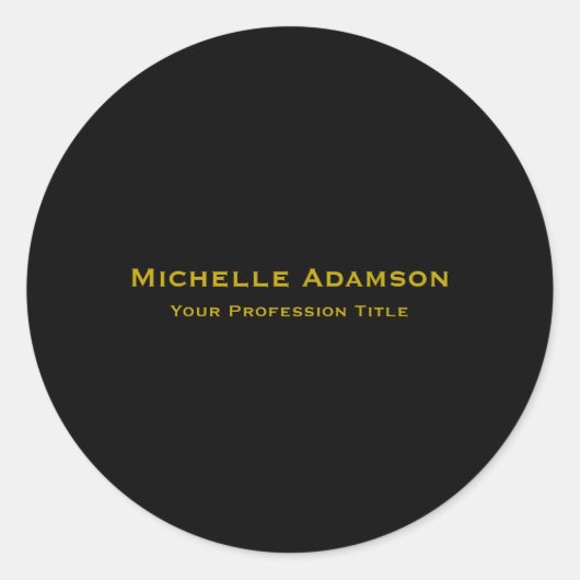 Goud & Zwart Kleur Professional Plain Modern Ronde Sticker (Voorkant)