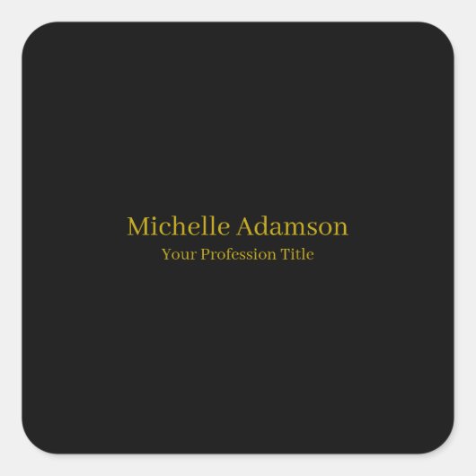 Goud & Zwart Kleur Professional Plain Modern Vierkante Sticker (Voorkant)
