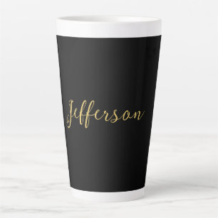 Goud zwart kleurelegant modern minimalistisch naam latte mok