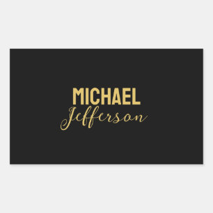 Goud zwart kleurelegant modern minimalistisch naam rechthoekige sticker