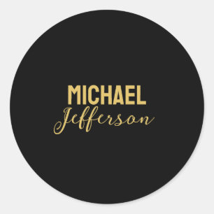 Goud zwart kleurelegant modern minimalistisch naam ronde sticker